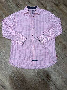 English Laundry Men's Pink Multi-Check Button-Down Shirt